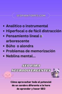 SEO para neurodivergentes con seoparatorpes.com particularidades de algunas personas con determinadas neurodivergencias